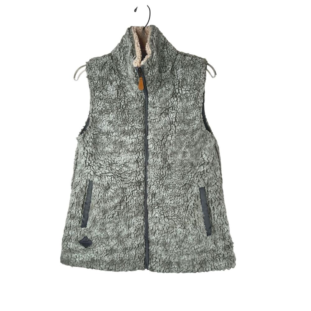 Simply Southern sherpa full zip vest, gray, size S, EUC